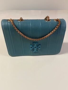 Tory Burch Teal Leather Gold Chain Purse